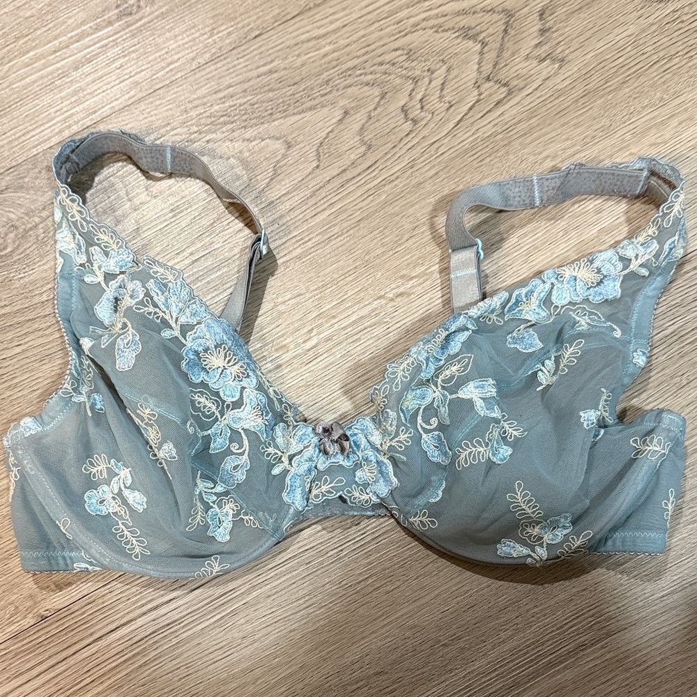 Elegant Felina Lingerie Lace Bra in Gray and Blue
